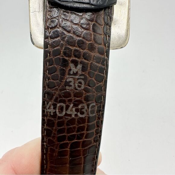 Vintage Y2K Brighton Brown & Black Reversible Croc Embossed Leather Belt Medium‎ - Picture 10 of 12